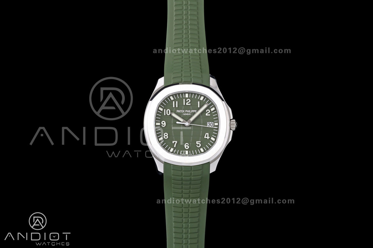 Aquanaut 5168G 42mm SS APWF 1:1 Best Edition Green Dial on Green Rubber Strap A324 Super Clone (140g)